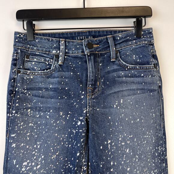 Level 99 Size 25 Low Rise Ankle Skinny Stretchy Denim Jeans Silver Foil Speckles - Picture 2 of 9